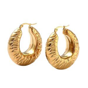 1 1/2 Inch 40mm Hoop Gold Tone Pierced Post Earrings